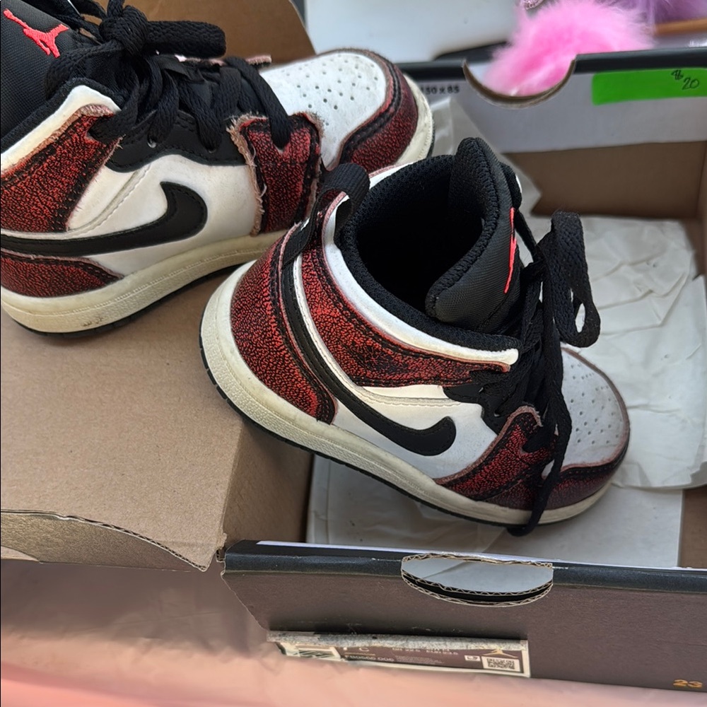 Nike Red and White Sneakers High-Top Style
